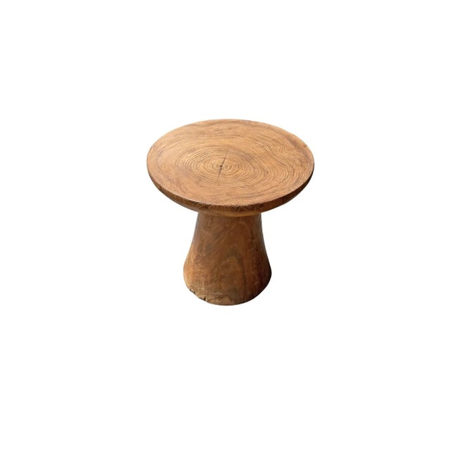 Not Yet Made - Made To Order Round Side Table Crafted From Teak Wood, Modern Organic For Sale - Image 5 of 5