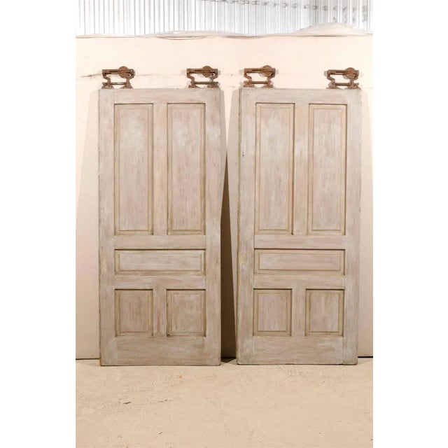 Early 20th Century Early 20th Century American Painted Wood Pocket Doors - a Pair For Sale - Image 5 of 10