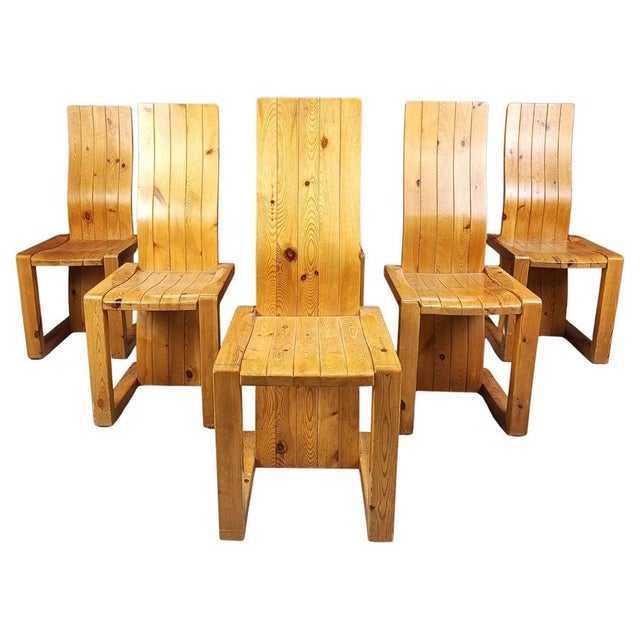 Vintage Pine Wood Dining Chairs, 1970s, Set of 6 For Sale - Image 12 of 12