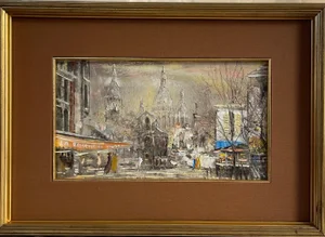 Juinji Yamashita, Paris, Place Du Tertre, 1973, Oil Painting on Canvas, Framed