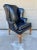 Classic antique or vintage chippendale style leather wing back wing arm lounge chair with brass nailhead trim. Well made...