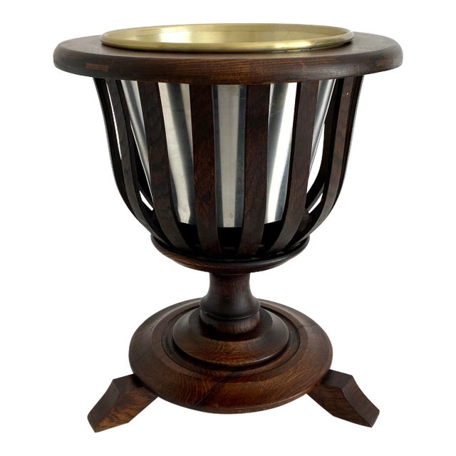 19th C Dutch Oak Turned Ice Bucket Jardiniere For Sale