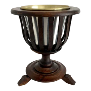 19th C Dutch Oak Turned Ice Bucket Jardiniere