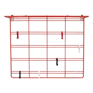 Dutch Red Metal Wire Hanging Coat Rack, 1960s For Sale
