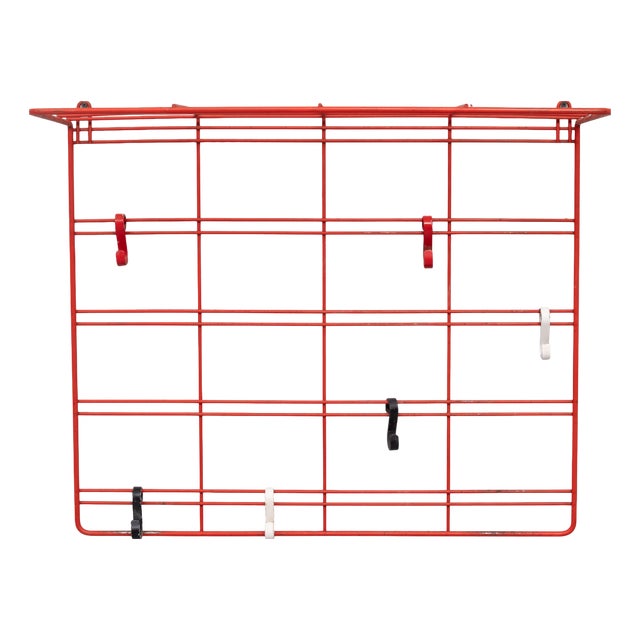 Dutch Red Metal Wire Hanging Coat Rack, 1960s For Sale