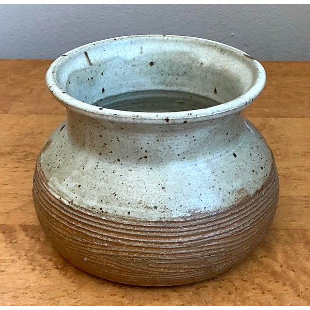 Vintage Original Studio Pottery Scored Vase For Sale - Image 12 of 12