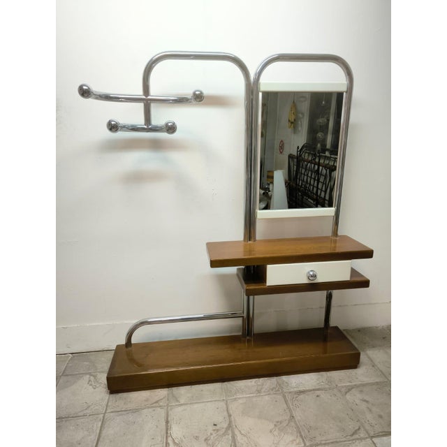 Wood Entrance Coat Rack with Mirror, 1970s For Sale - Image 7 of 18
