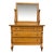 Antique American Empire Revival Oak Lowboy Dresser Chest of Drawers With Mirror For Sale