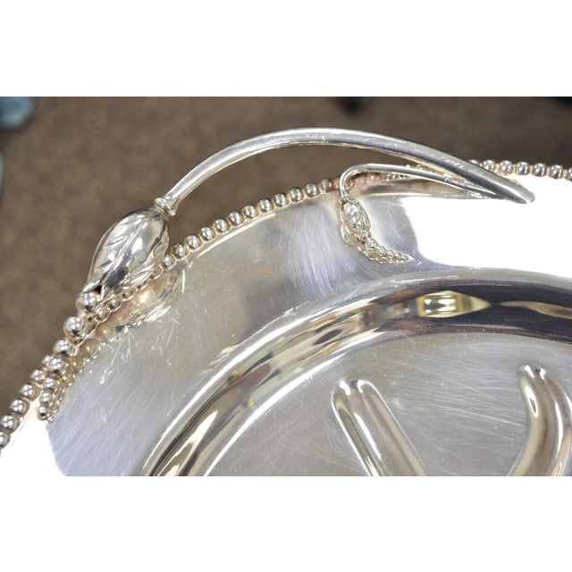 Art Nouveau Vintage LBS Co English Art Nouveau Meat Cutlery Silver Plated Serving Platter Tray For Sale - Image 3 of 12