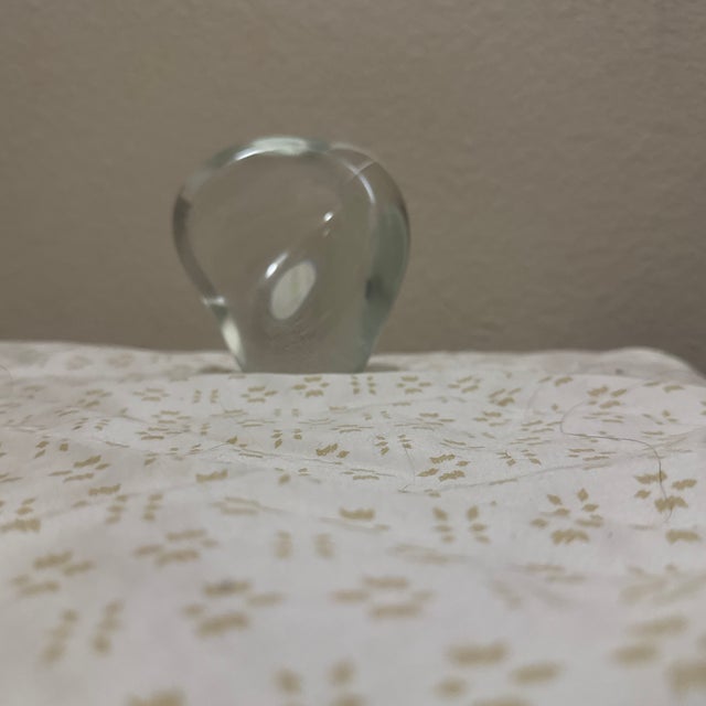 1970s Clear Glass Paperweight Abstract Wave For Sale - Image 5 of 5