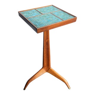 Rare Edward Wormley for Dunbar Murano Art Glass Tile Occasional / Lamp Table For Sale