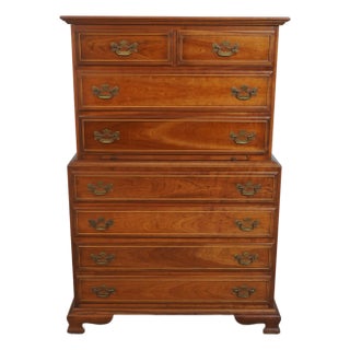 1950s Stickley Anniversary Edition Cherry Tallboy 8 Drawer High Chest For Sale