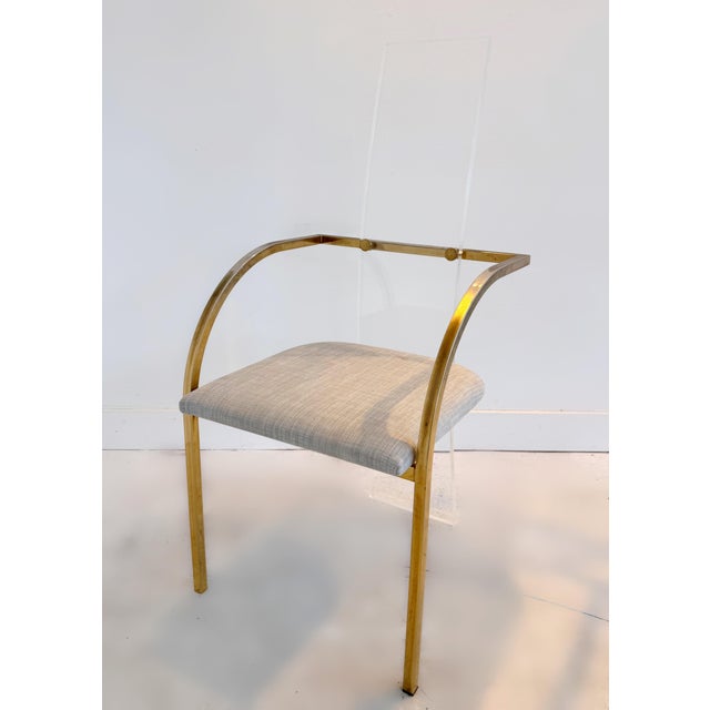 1970s Vintage Dining Suite in Acrylic and Brass by Charles Hollis Jones for Belgo Chrome, 1979, Set of 9 For Sale - Image 5 of 11