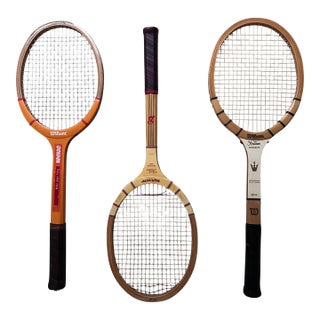 Set of 3 Vintage Wood Tennis Rackets For Sale