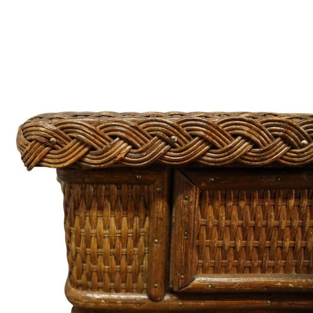 1920s Antique Heywood Wakefield Wicker Sewing Stand Signed C1920 For Sale - Image 5 of 11