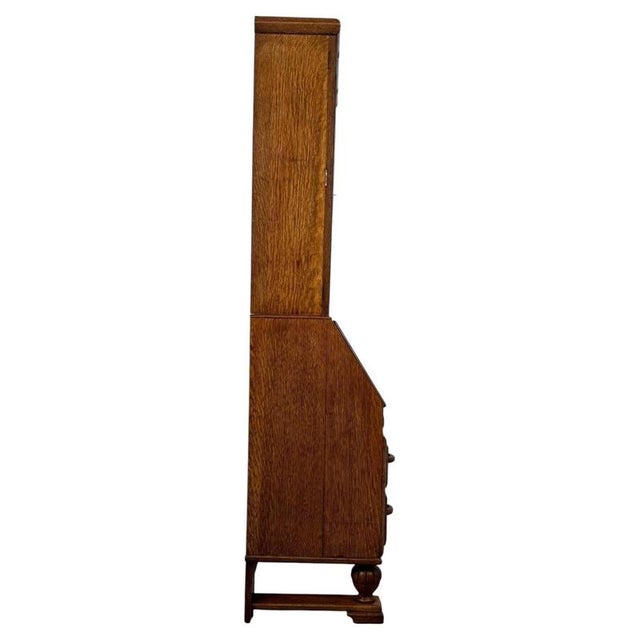 Antique Early 20th Century Art Deco English Golden Oak Bureau For Sale - Image 9 of 15