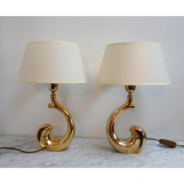 Brass Table Lamps attributed to Pierre Cardin, 1970s, Set of 2, in Very Good conditions. Designed 1970 to 1979 European...