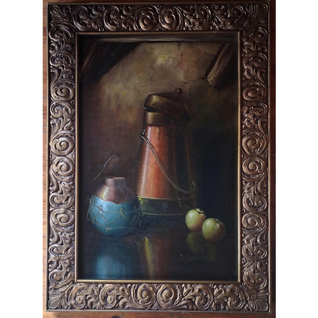 A magnificent and moody realist still life oil painting by listed artist J. Gardner. The composition masterfully captures...