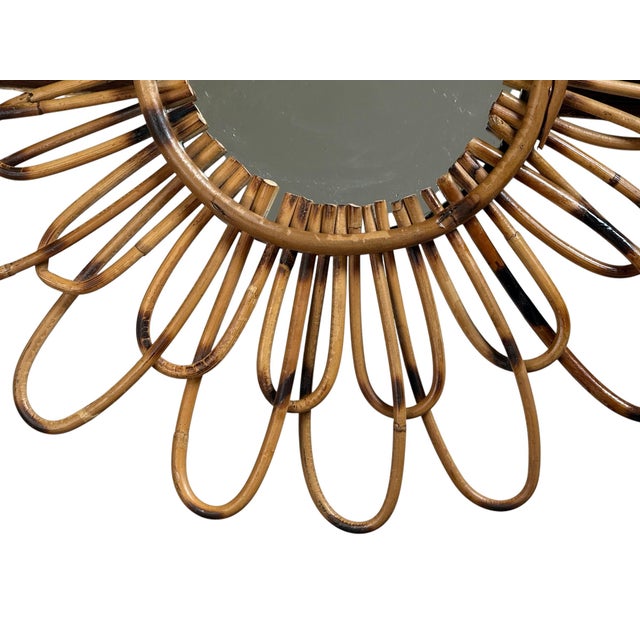 Vintage Rattan Sun Mirror, 1950s For Sale - Image 6 of 12