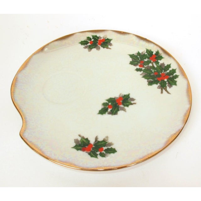 This 1960 Japan Ucagco Fine Christmas Iridescent Holly 8" Dessert Plate Replacement was part of a set my parents received...