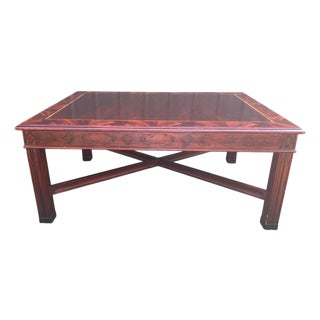 Vintage Henkel Harris Coffee Table in Satinwood or Tulipwood and Banded Flame Mahogany For Sale