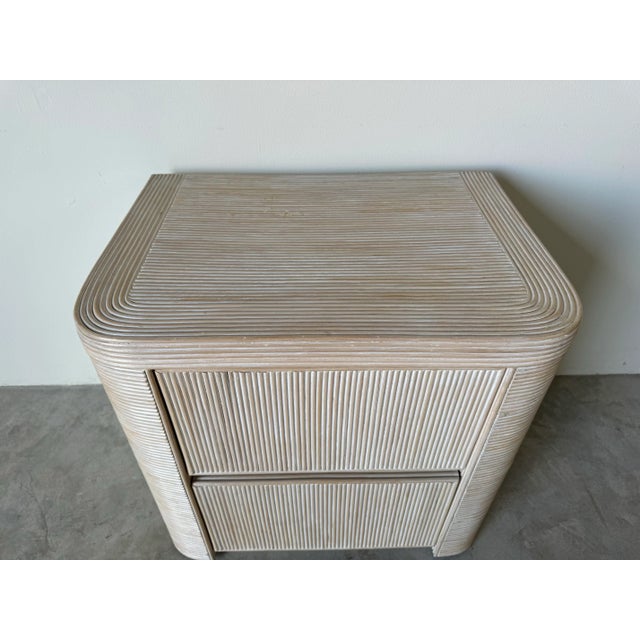 Mid-Century Modern Vintage Pencil Reed Rattan Nightstand For Sale - Image 3 of 12