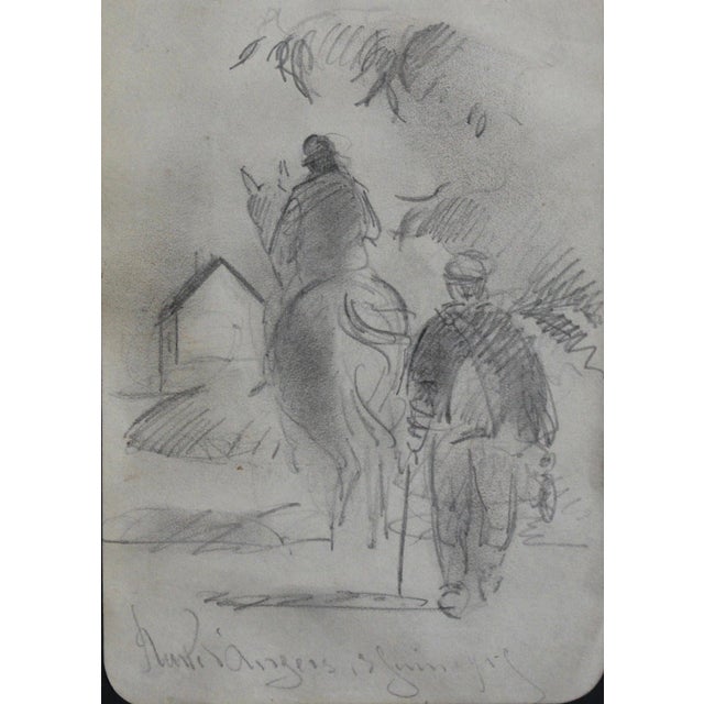 Returning home', pencil on paper, by french artist, guillaume dulac (circa 1920s). An artist known for his exquisite...