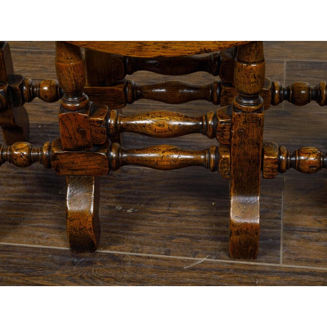 19th-Century English Oak Gateleg Table with Drop Leaves and Turned Legs For Sale - Image 12 of 12