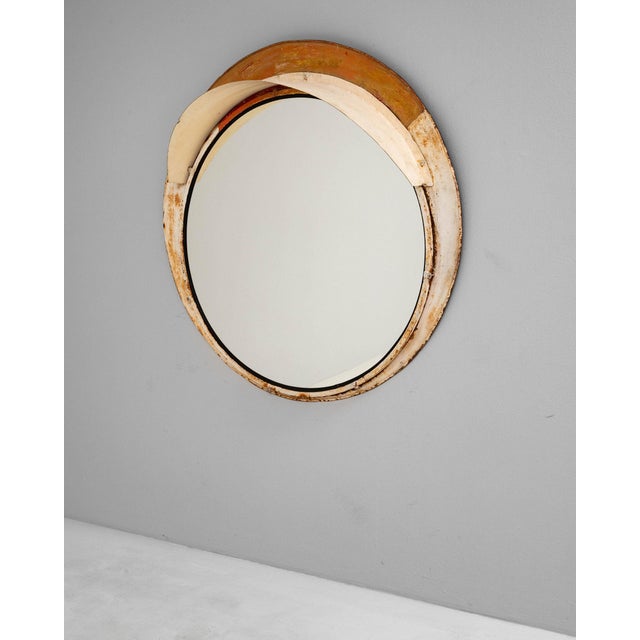 Mid 20th Century Czechia Traditional Antique White Metal Mirror For Sale - Image 4 of 10
