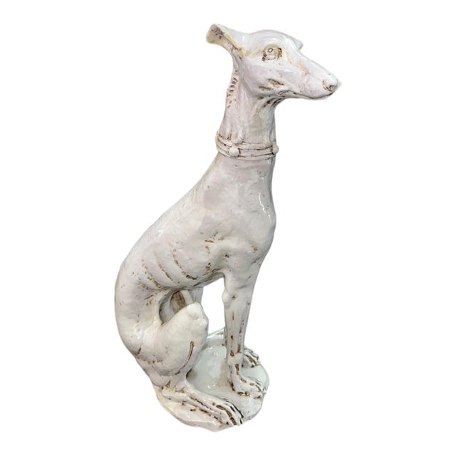 Italian 20th Century Distressed Painted Ceramic Whippet For Sale - Image 3 of 4