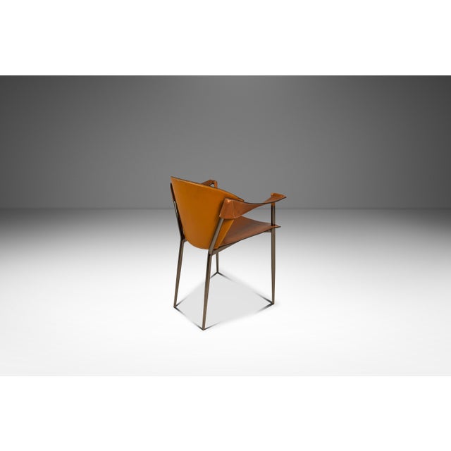 Arrben Talian Postmodern Modernist "Jocauro" Armchair by Arrben in Original Patinaed Leather, Italy, C. 1990s For Sale - Image 4 of 18