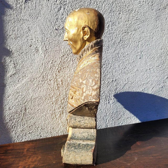 Unknown, Bust of Saint or Bishop, 17th-18th Century, Gilded Wood For Sale - Image 13 of 18