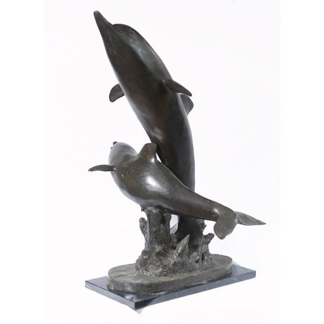 Vintage Bronze Dolphin Statue For Sale - Image 5 of 14