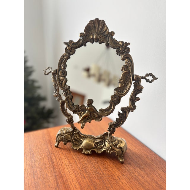 Vintage Brass Cheval Table Mirror, 1920s For Sale - Image 10 of 10
