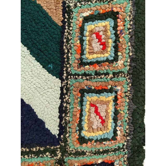 Vintage Hand-Hooked Rug, Stripe Pattern, Wool & Cotton, American Folk Art, 2x3 For Sale - Image 9 of 12