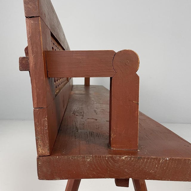Art Deco Italian Bench in Red Wood, 1930s For Sale - Image 17 of 18