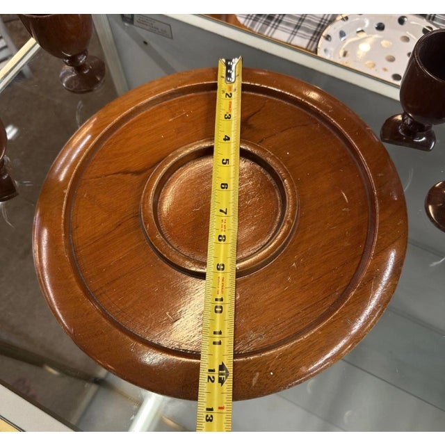 Wood 1950s Wooden Cordial/Sake Set With 6 Cups, Tray, and Decanter For Sale - Image 7 of 10