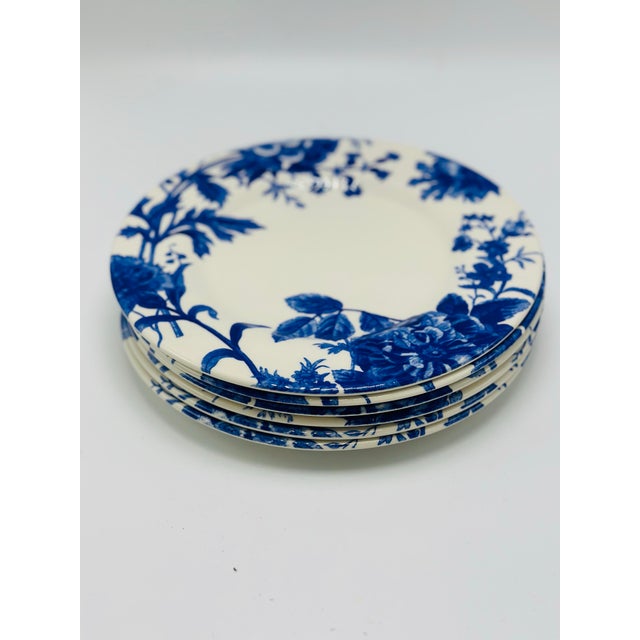 1970s Set of Six Royal Stanford Dinner Plates in Blue and White For Sale - Image 5 of 8