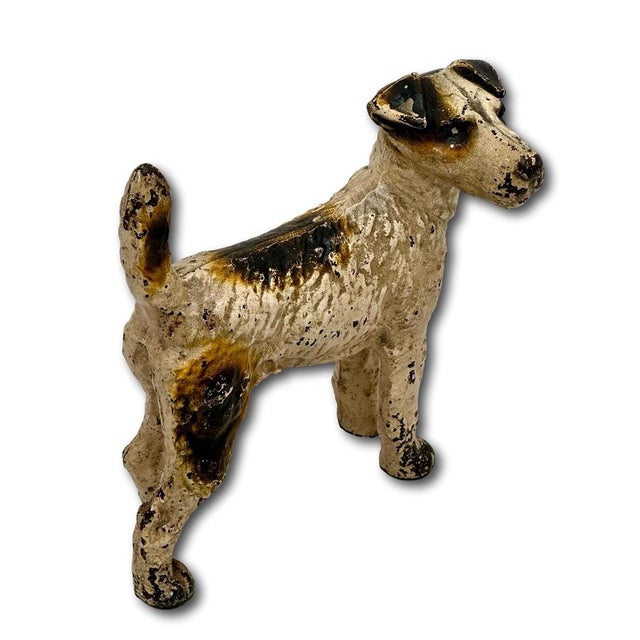 Hubley Manufacturing Company Vintage 1930s American Hubley Manufacturing Company Cast Iron Fox Terrier Dog Doorstop For Sale - Image 4 of 18