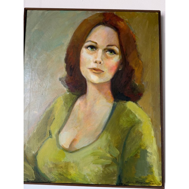 1970s Mid-Century Impressionist Woman Portrait Oil on Canvas Painting, Framed For Sale - Image 9 of 12