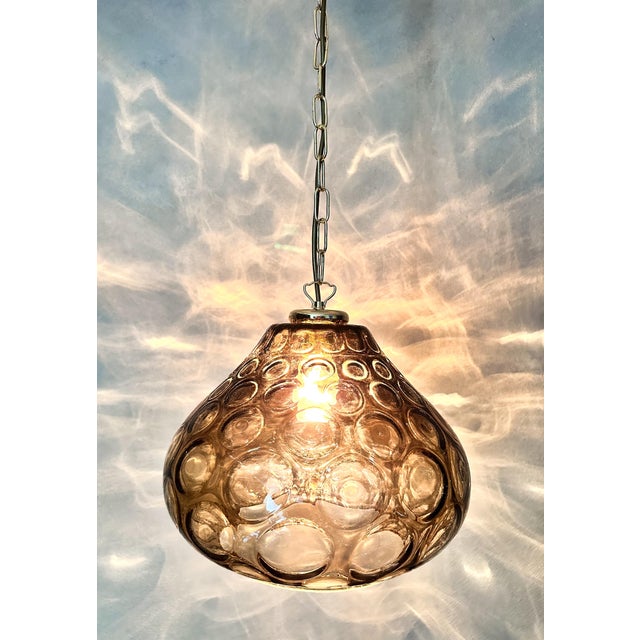 Vintage Smoked Pendant Light from Glashütte Limburg, 1970s For Sale - Image 11 of 12