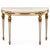 This a neo-classical Louis XVI style demilune marble top console table and matching mirror. It is an offering for a marble...