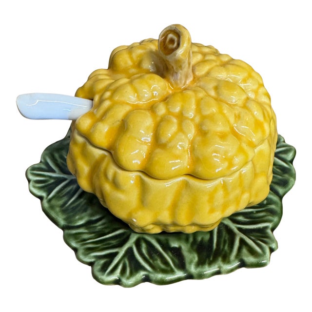 Pumpkin Serving Bowl, Underplate & Spoon Set For Sale