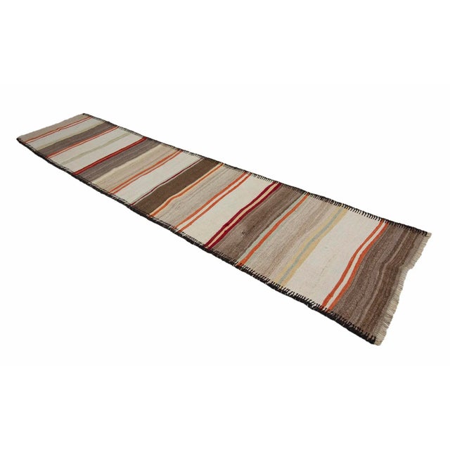 Traditional Modern Vintage Kilim Runner Rug For Sale - Image 3 of 7
