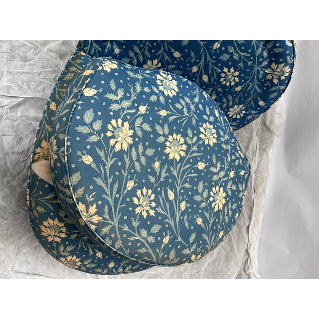 Blue Vintage Upholstered Slipper Chair For Sale - Image 8 of 10
