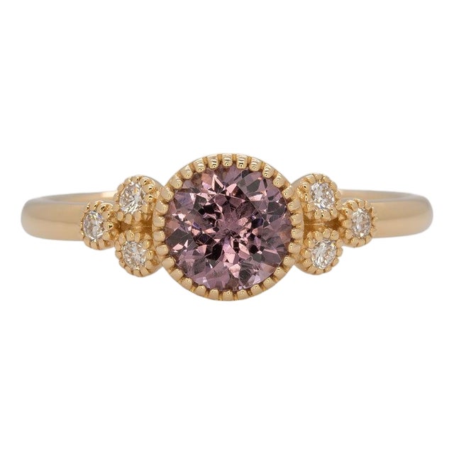 Purple Spinel Ring With Earth-Mined Diamond Accents: Solid 14k Gold, Size 6.75 For Sale