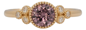 Purple Spinel Ring With Earth-Mined Diamond Accents: Solid 14k Gold, Size 6.75