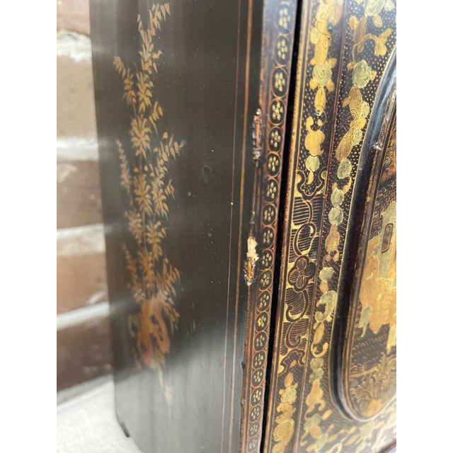 Chinoiserie Gilt Black Small Cabinet For Sale - Image 4 of 6