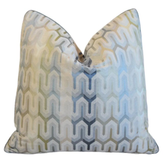 2020s Chic Modern Contemporary Geometric Ombre Pastel Feather/Down Pillow For Sale - Image 5 of 7