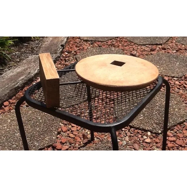 Vintage Danish Modern Geometric Natural Wood & Iron Sculpture For Sale - Image 6 of 6